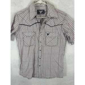 Cowboy Hardware‎ Plaid Western Shirt Short Sleeve Mens Small Riding Rodeo